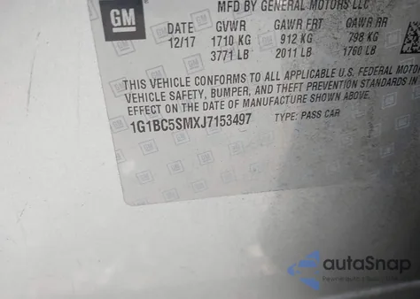 2018 Chevrolet Cruze Ls Auto from USA, damaged, VIN 1G1BC5SMXJ7153497